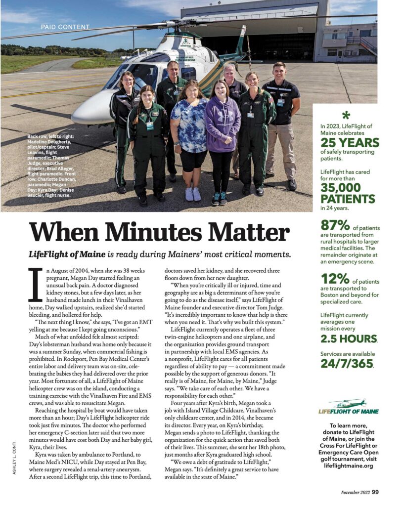 image of Down East Magazine article "When Minutes Matter" 