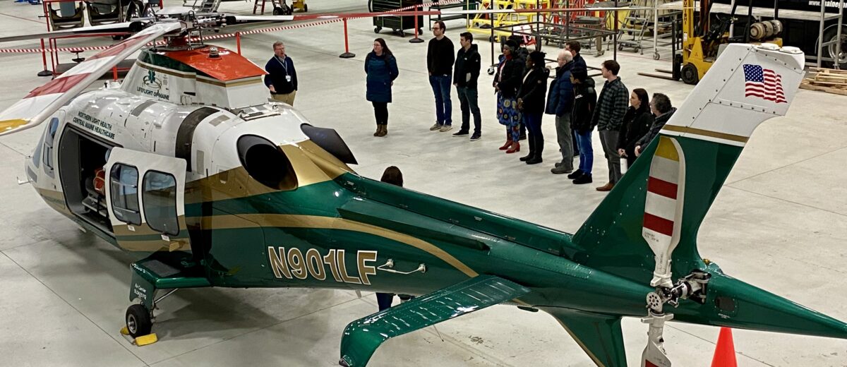 Roux students visit LifeFlight's Bangor hangar