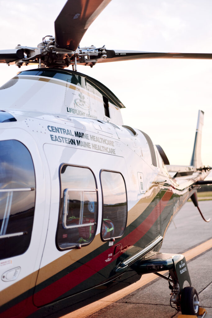 Close-up of LifeFlight helicopter.