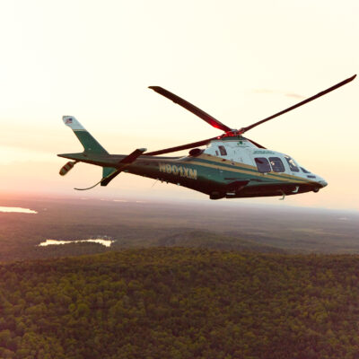 LifeFlight helicopter over rural Maine