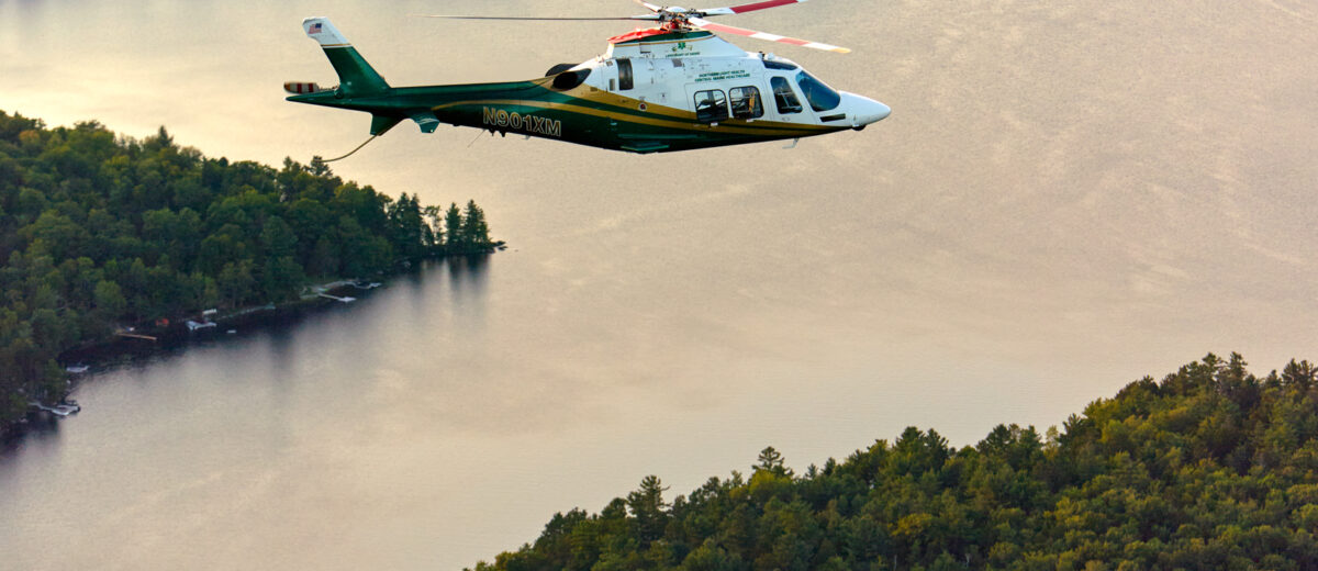 LifeFlight of Maine helicopter in flight.