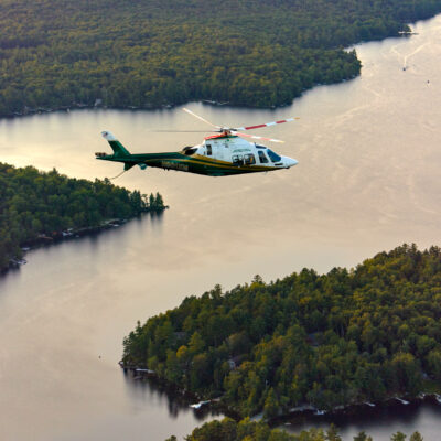 LifeFlight of Maine helicopter in flight.